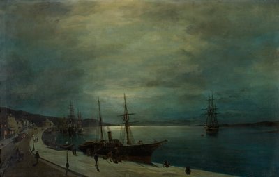 Moonlit Harbour by Konstantinos Volanakis